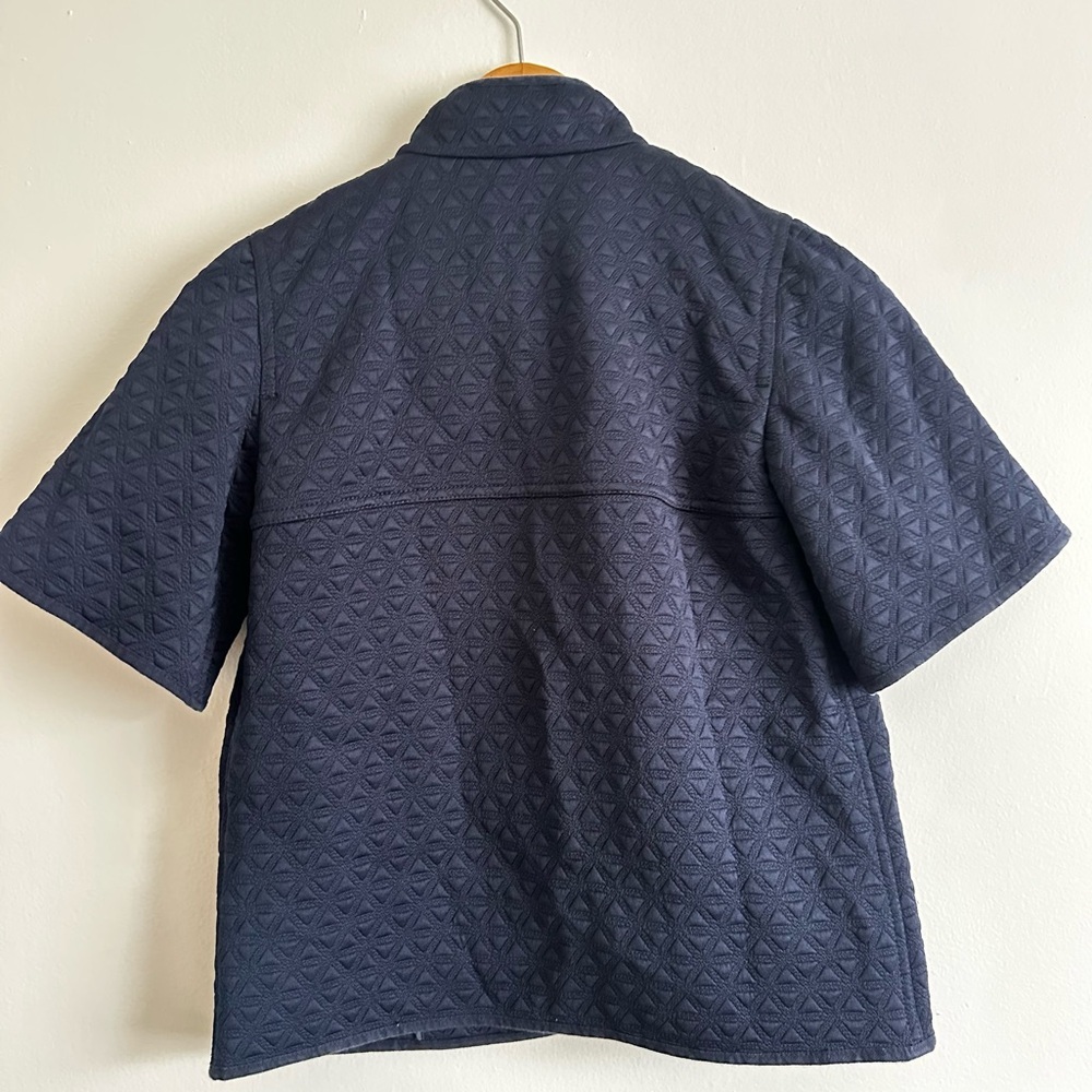 J. Crew Navy Quilted Short Sleeve Blazer - Picture 7 of 9